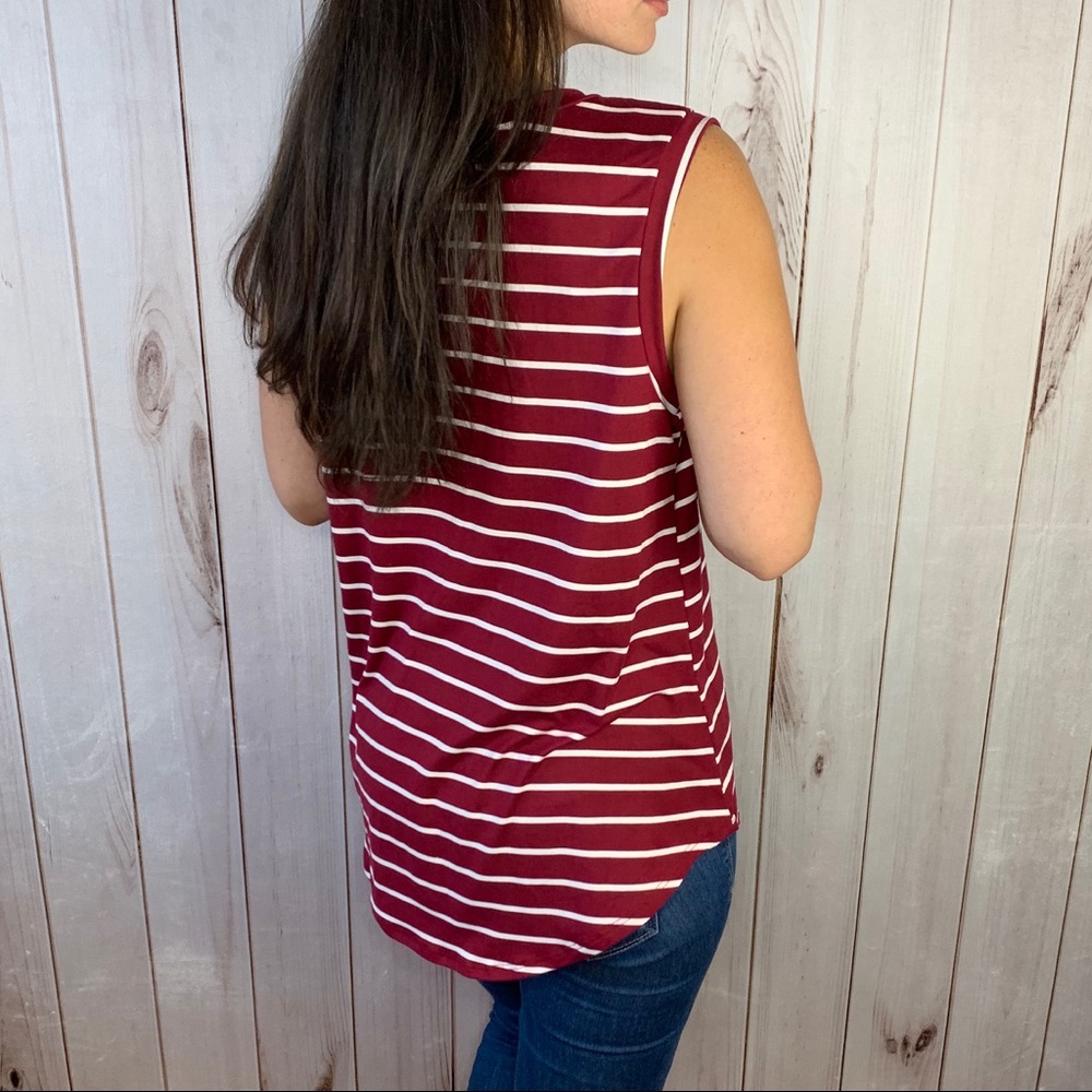 Mia- red white striped sleeveless top - Picture 5 of 8